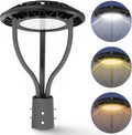 LED Post Top Light with Dusk to Dawn Photocell, 20W/30W/40W/60W Power Tunable, 3CCT 3000K/4000K/5000K Outdoor Post Pole Lights, IP65 LED Circular Area Light for Garden Yard Street, ETL Listed