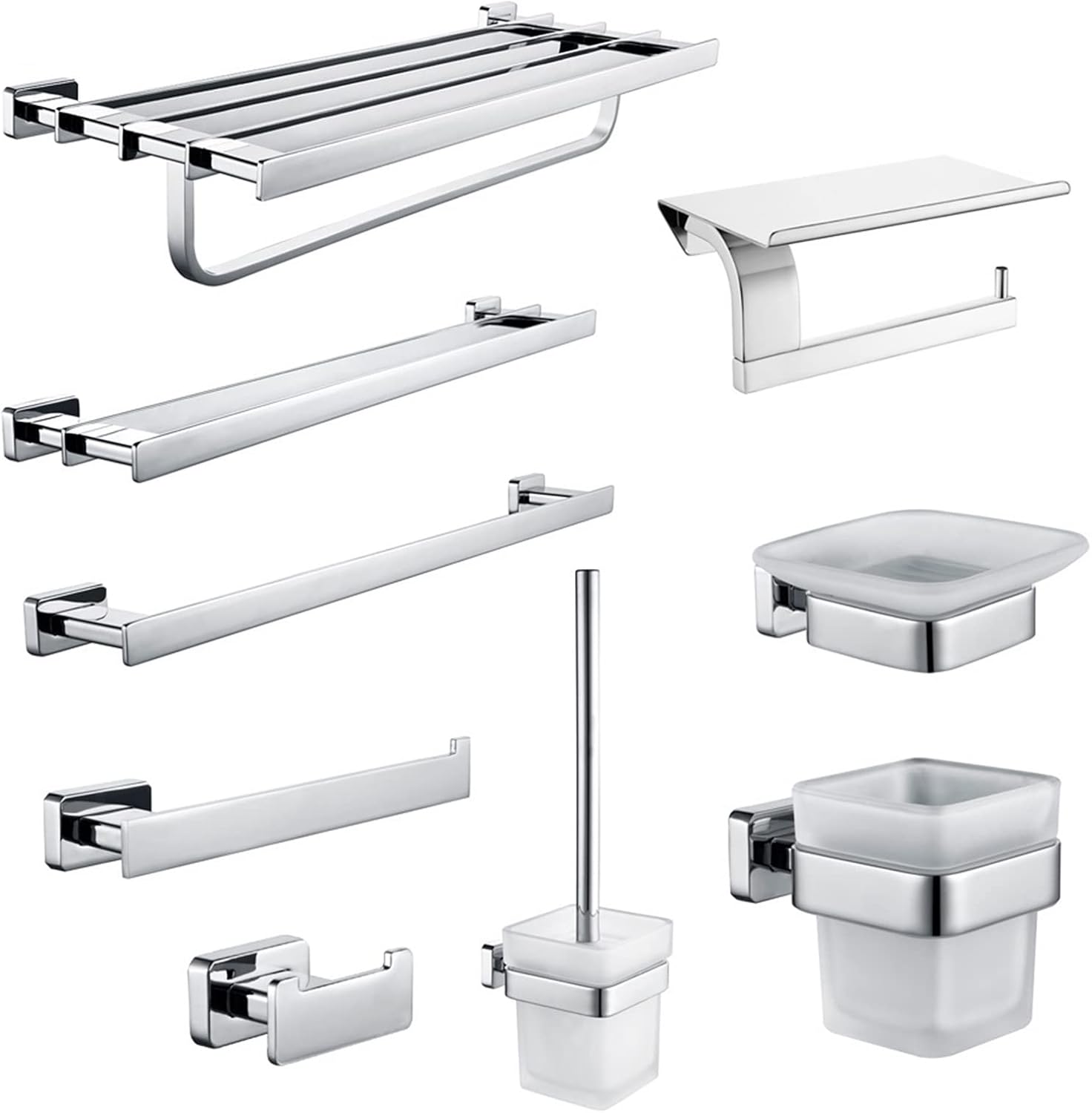 Bathroom Accessories Set,Heavy Duty Towel Rack Shelf Bar Ring Wall Mount, Chrome Holder Bathroom Accessories (Color : Coat Hook) (Towel Rack)
