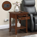 Convenience Concepts American Heritage Logan End Table with USB Ports & AC Outlet 18' - Square Living Room Side Table with Storage Drawer & Pull-Out Shelf, Bedroom Nightstand with Charging, Espresso