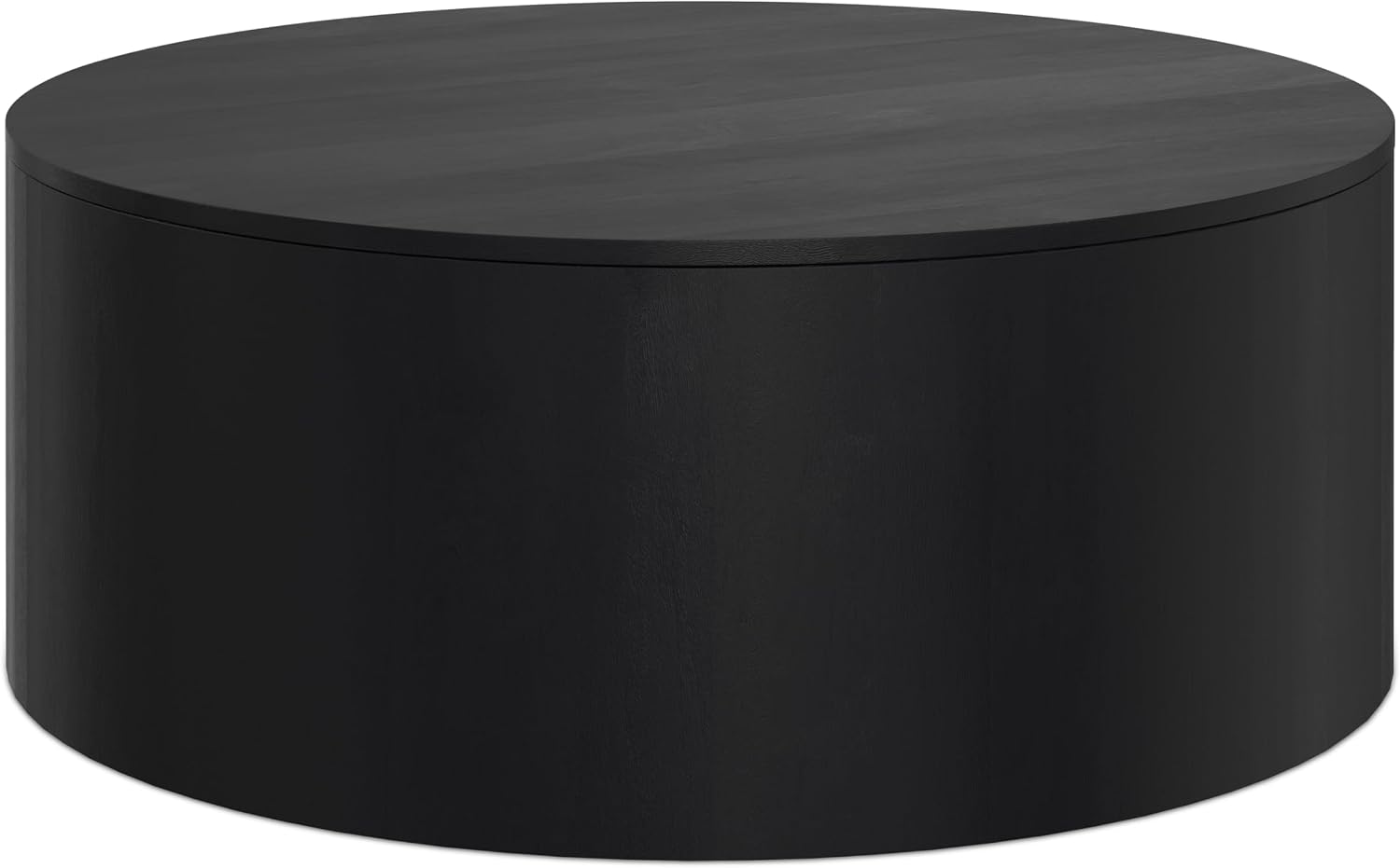 SIMPLIHOME Millbury Drum Coffee Table - 36 inch Wide Solid Mango Wood Round Living Room Table in Black, Contemporary Cocktail Table for Family Room or Lounge with Large Surface, Assembled