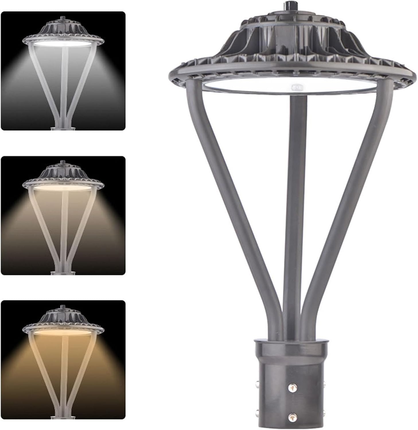 LED Post Top Light 75/100/150W Adjustable 19500 LM 3000/4000/5000K LED Circular Area Light Outdoor Pole Lights with Photocell, IP67 Parking Lot Lights Fixture Commercial Lighting, 100-277V