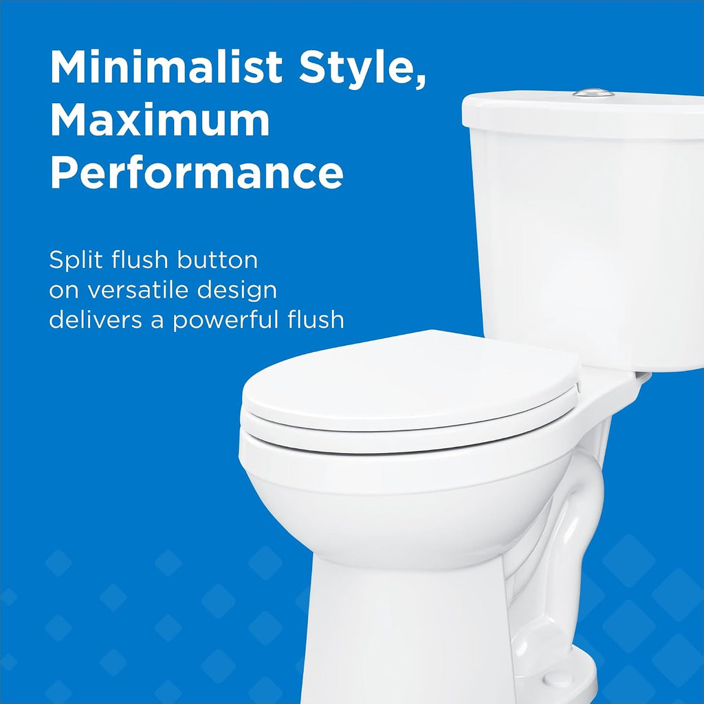 Gerber Maxwell Select Round Dual-Flush 1.0/1.28 GPF Two-Piece Toilet, ADA Chair Height, 12-in Rough-In, High Efficiency, Soft-Close Seat & Install Kit with Wax Ring, White, GRD49220E