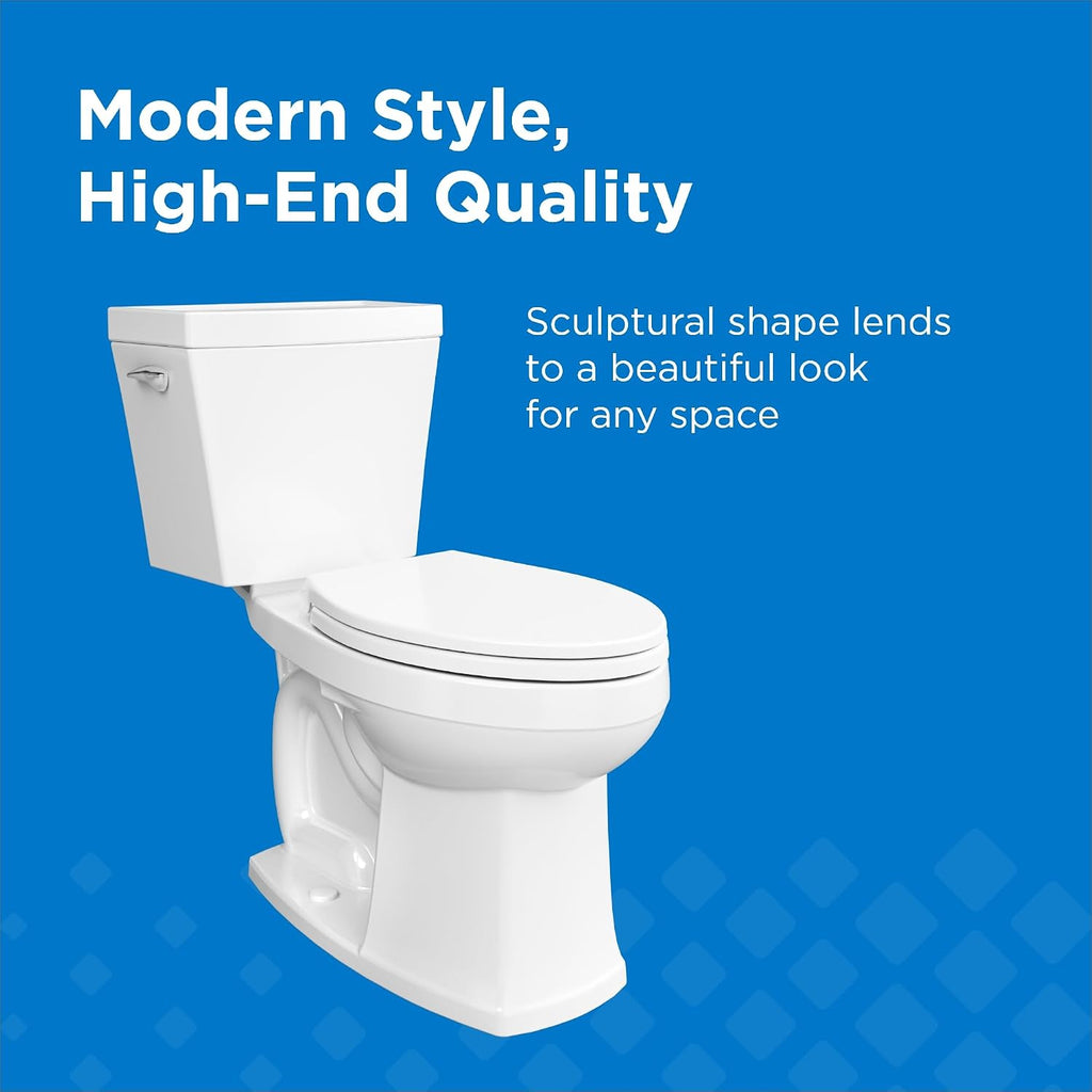 Gerber Avalanche Select 1.28 GPF Two-Piece Toilet with QuietClean Flush & KeepClean Surface, ADA Chair Height, 12-in Rough-In, Soft-Close Seat & Install Kit with Wax Ring, White, GRS48211E