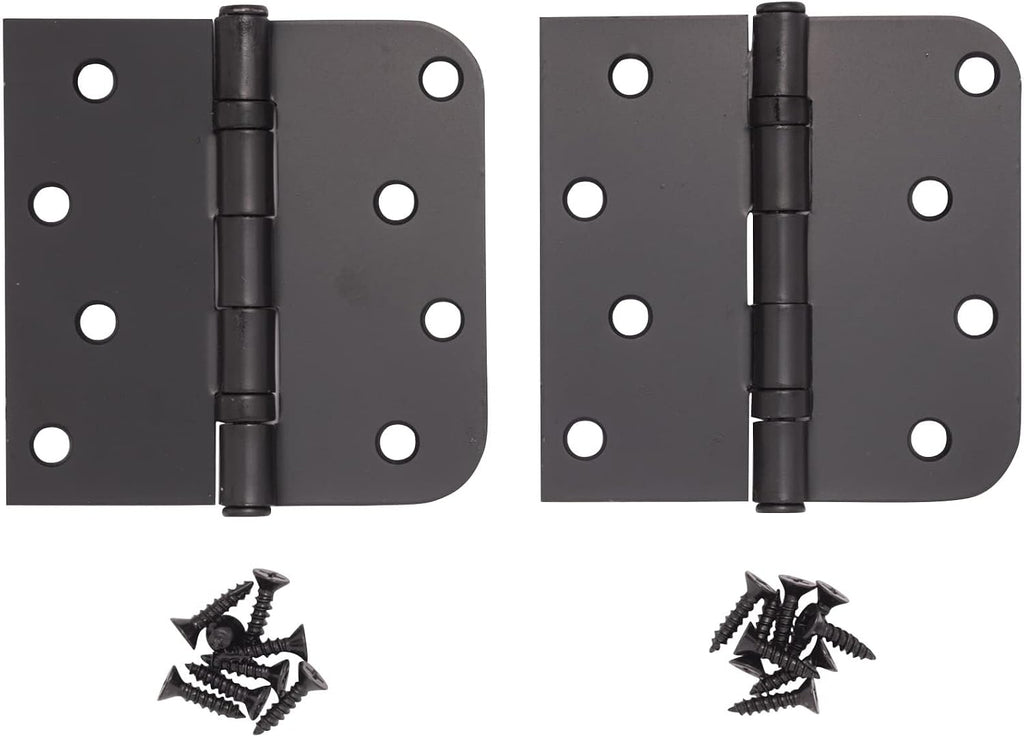 Hinge Outlet 4 Inch with 5/8 Inch Square Radius Ball Bearing Door Hinges, Heavy-Duty Steel, Removable Pin (Black,10 Pack)