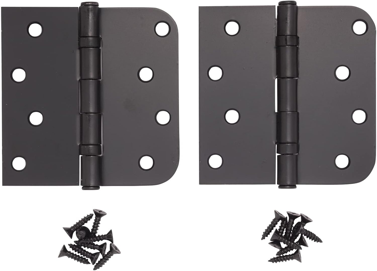 Hinge Outlet 4 Inch with 5/8 Inch Square Radius Ball Bearing Door Hinges, Heavy-Duty Steel, Removable Pin (Black,12 Pack)