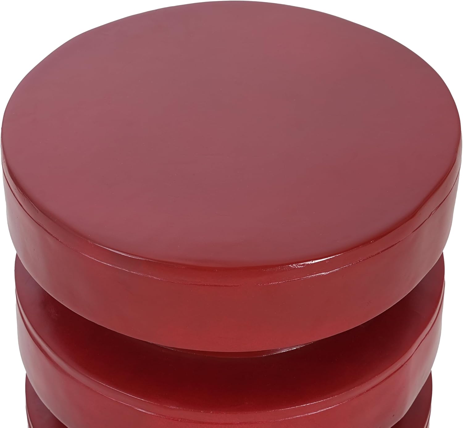 Merax MGO Round Side Table for Indoor Outdoor, Modern Sofa End Table, Small Coffee Tables for Living Room, Bedroom, Night Stand Bedside Table, No Assembly Required, Red