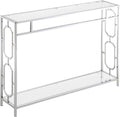 Convenience Concepts Omega Chrome Console Table 42' - Contemporary Modern Sofa Table with Storage Shelf, Narrow Entryway Hall Table for Living Room, Bedroom, Bathroom, Glass/Chrome