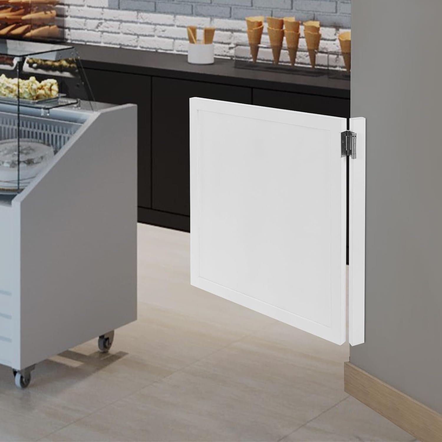 Cafe Swinging Doors,Wood Interior Saloon Half Partition Swing Door with 3 Hinges for House Kitchen Shop Entrance Pub Porch(35.4x35.4in-White)