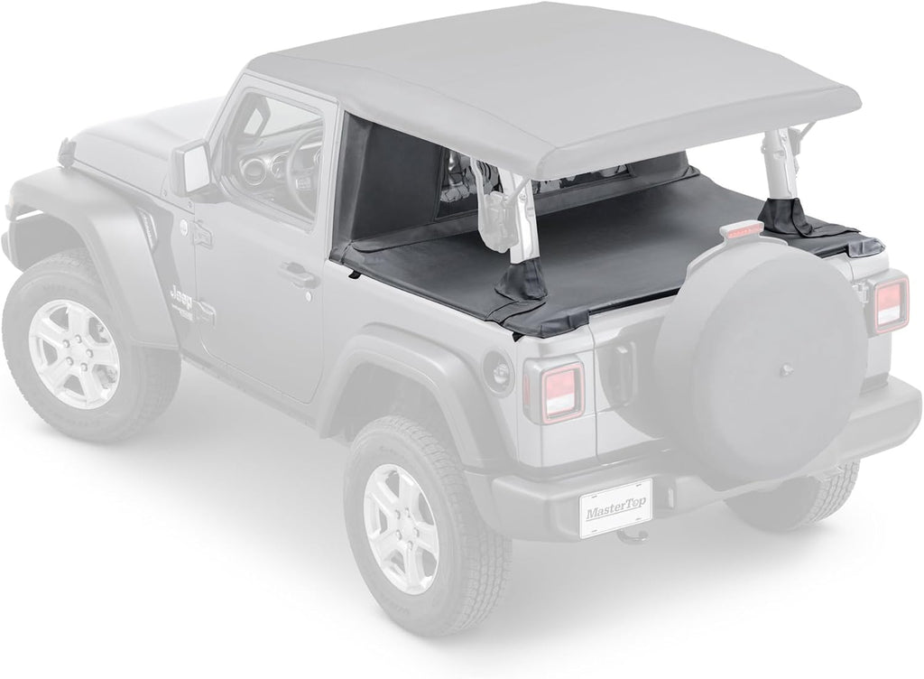 MasterTop Wind Stopper Plus and Tonneau Cover Combo Kit, Black Diamond - Fits Jeep Wrangler JL 2-Door 2018-2021 - Keeps Wind & Water Out of The Cab - Wind Breaker Blocks Backdrafts