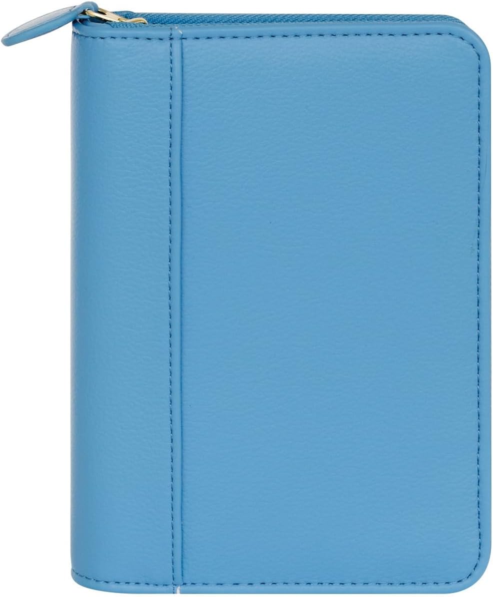 FranklinCovey - Thalia Ring-Bound Binder for FranklinCovey Planners | Simulated Leather - Zipper Binder (Pocket, Blue Lagoon)