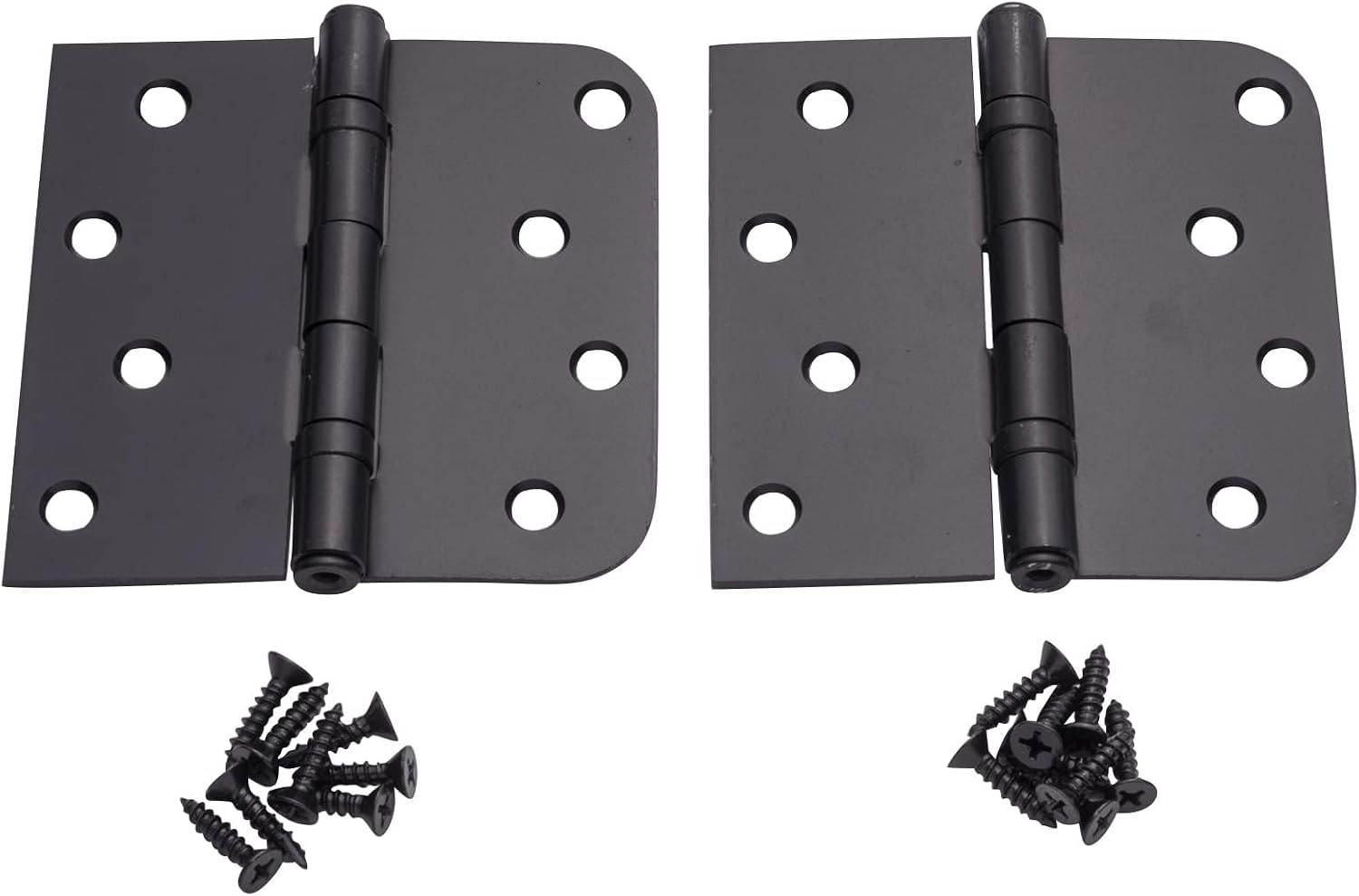 Hinge Outlet 4 Inch with 5/8 Inch Square Radius Ball Bearing Door Hinges, Heavy-Duty Steel, Removable Pin (Black,10 Pack)