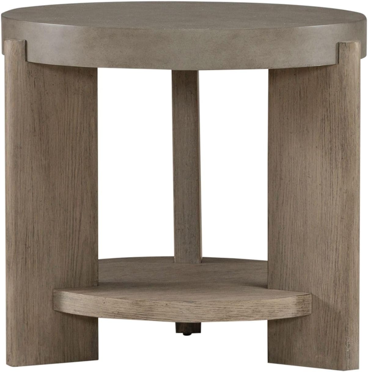 Liberty Furniture Affinity Round End Table for Living Room - Dusty Taupe Faux Concrete Tops