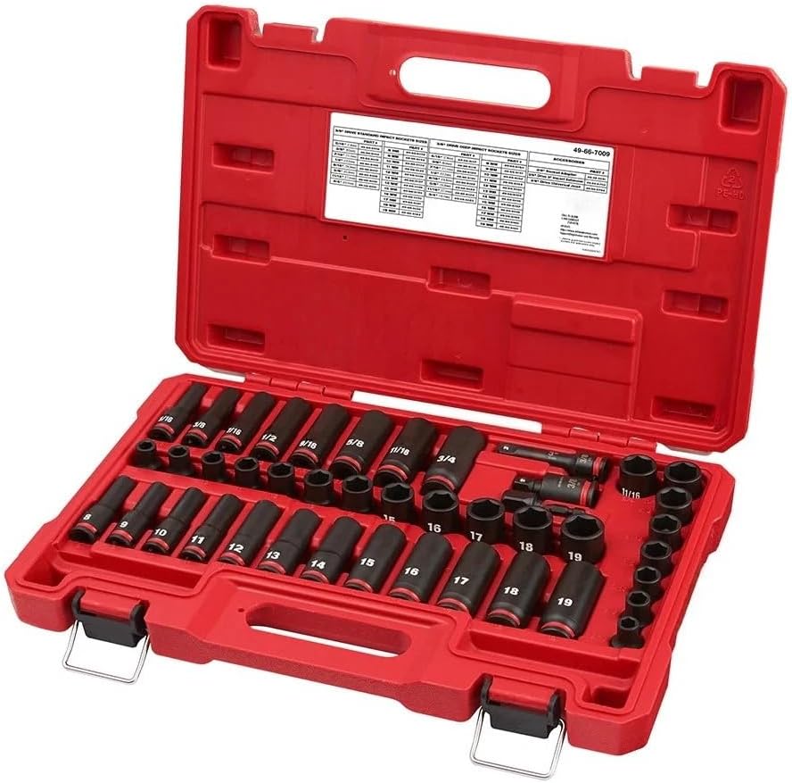 New 49-66-7009 6 Point Socket Sets for Milwaukee 3/8 In Drive Impact Socket Set Metric - 43 Pc