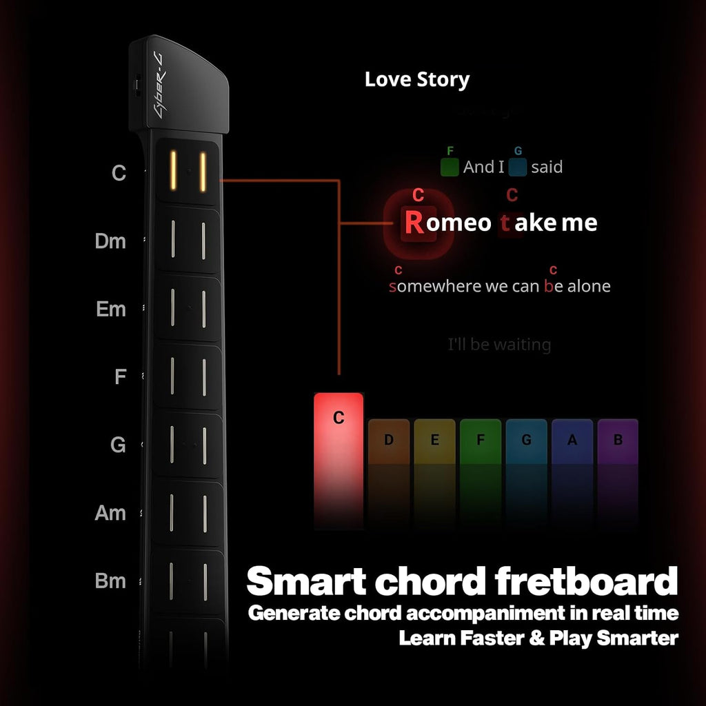 Enya CYBER-G Stringless Smart Guitar,Portable Foldable Travel Guitar with App-Controlled Chords,Hundreds of Instrument Sounds, Built-In Speaker & Drum Machine,Quick-Learn for Adults/Beginners
