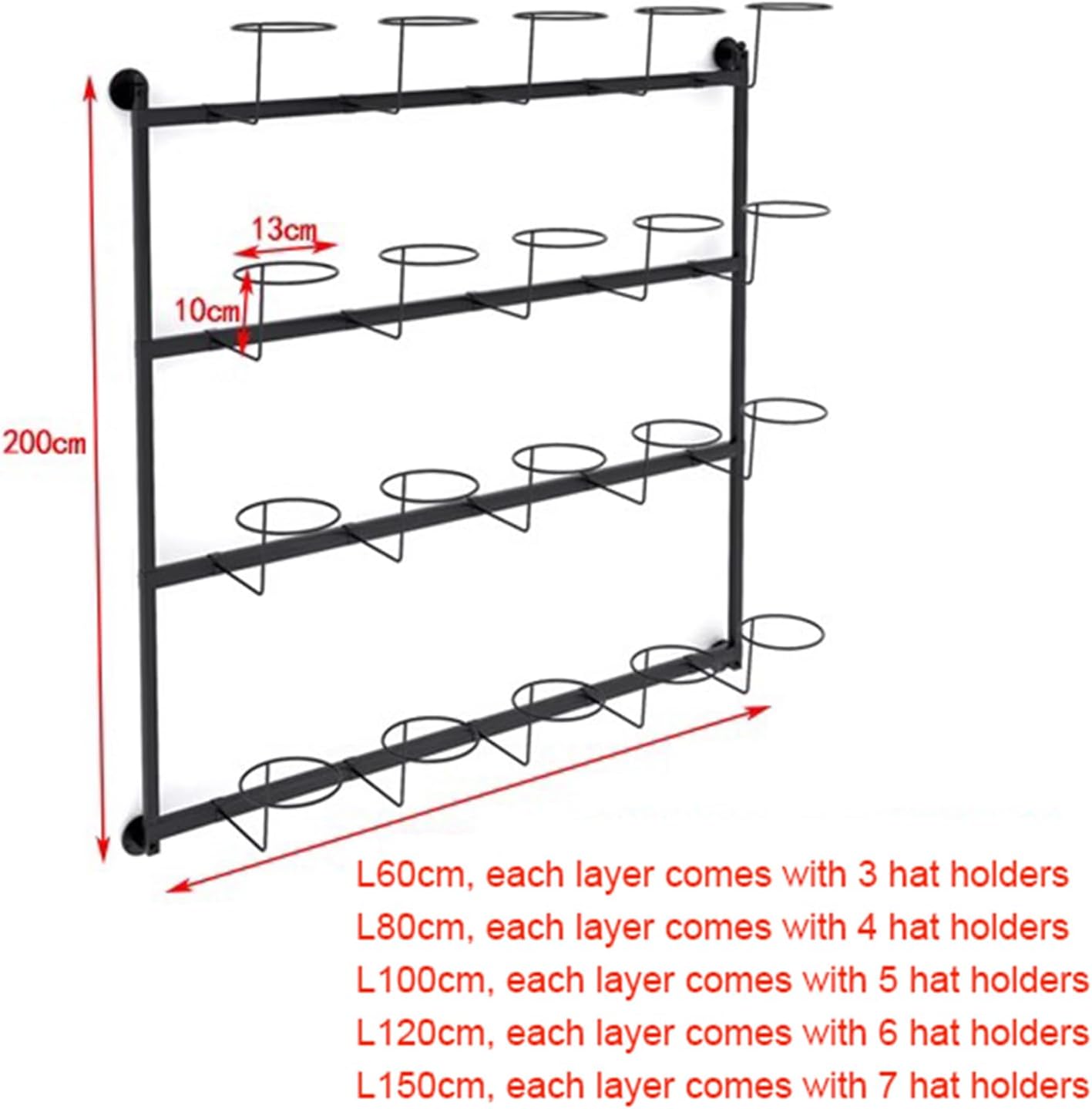 Hat Rack Display Stand Hat Rack for Wall Metal Baseball Caps Organizer Hats Display Rack Modern Metal Hats Storage Wall Mounted Caps Hanger