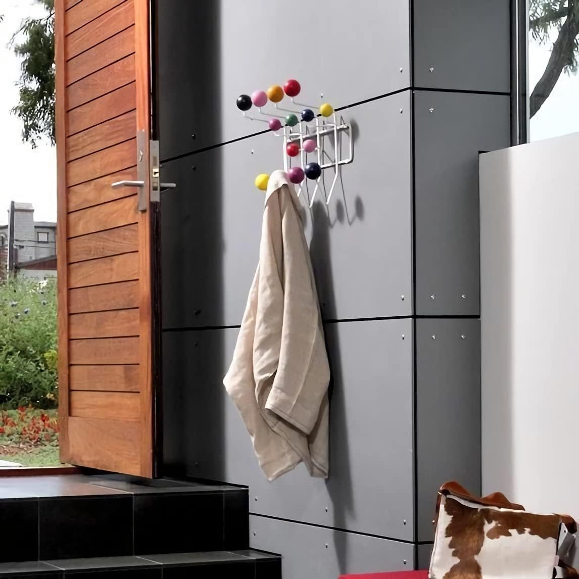 SHISEDECO Classic Hang it All Coat Rack, Mid Century Modern Wall Mounted Hooks with Painted Solid Wooden Balls, Decorative Creative Fashion Wood Hanger for Home, Bedroom (Multicolor)