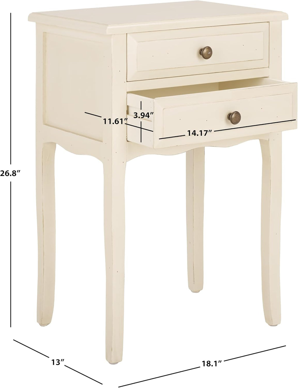SAFAVIEH Furniture - Lori 2-Drawer End Table - White Birch - Solid Wood - Farmhouse Classic Design - Ideal for Living Room, Entryway, Home Office, 18.1'W x 13'D x 26.8'H - Fully Assembled (AMH6576A)