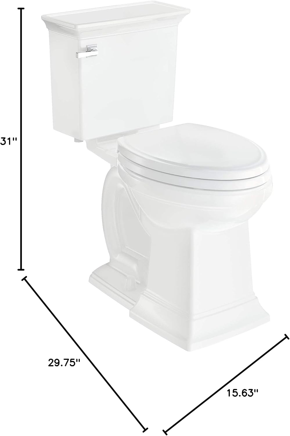 American Standard 2917228.020 Town Square S Two-Piece Toilet Chair Height, Elongated Front, White, 1.28 GPF