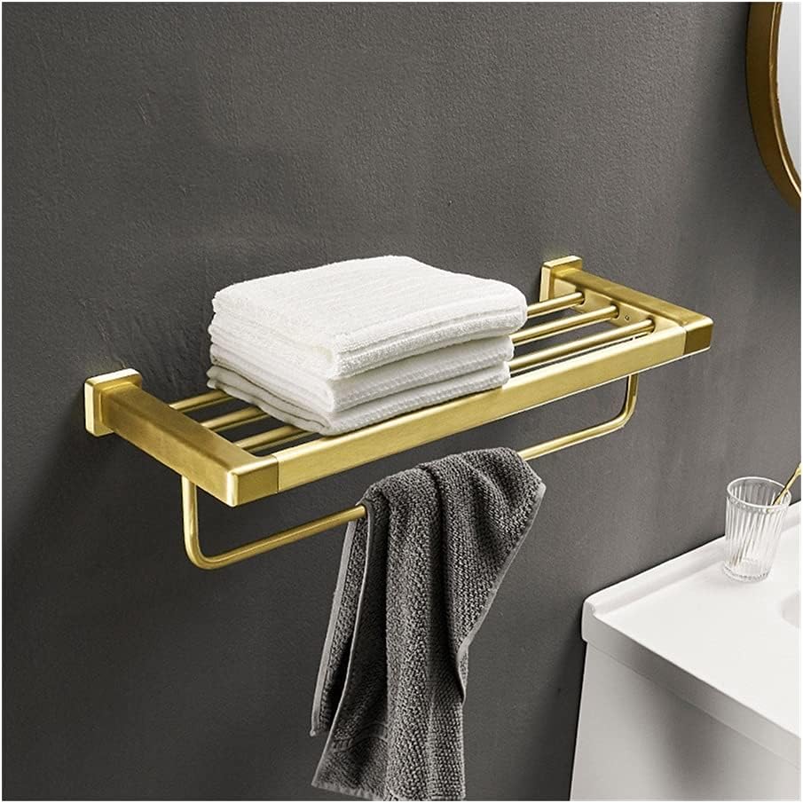 Towel Bars Towel Rails Bathroom Wall Mounted Holder Brushed Gold Black Storage Hanger Bar Movable Pole