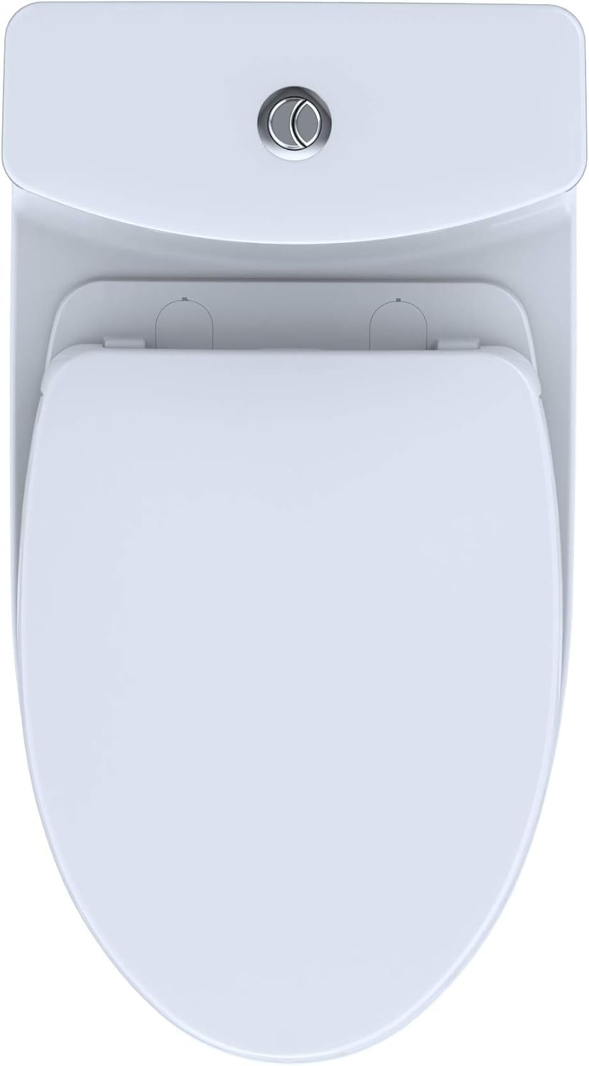 TOTO® Aquia® IV One-Piece Elongated Dual Flush 1.28 and 0.9 GPF Universal Height, WASHLET®+ Ready Toilet with CEFIONTECT®, Cotton White- MS646124CEMFGN#01
