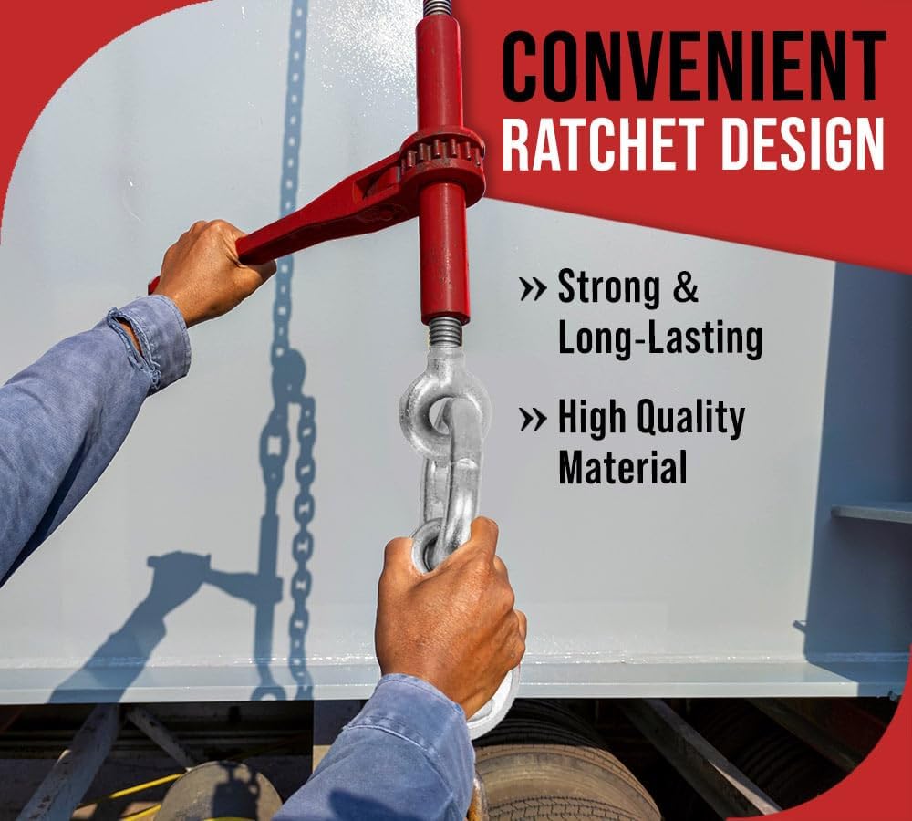 Mytee Products (4 Pack) PRO Heavy Duty Chain Binder Ratchet Style 3/8' - 1/2' w/Grab Hooks, 15,000 lbs WLL