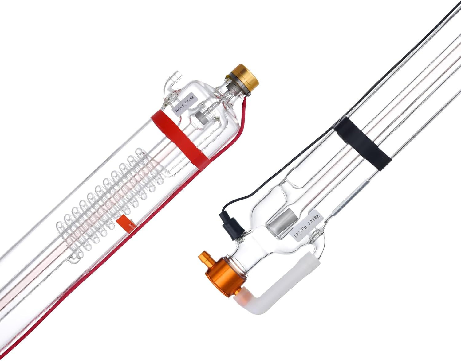 VEVOR 90W CO2 Laser Tube, 49.2 in (1250 mm) Length, 3.1 in (80 mm) Dia Borosilicate Glass Laser Cutter Tube with Metal Head, 10,000hr Wires Preconnected for Laser Engraver Engraving Cutting Machine