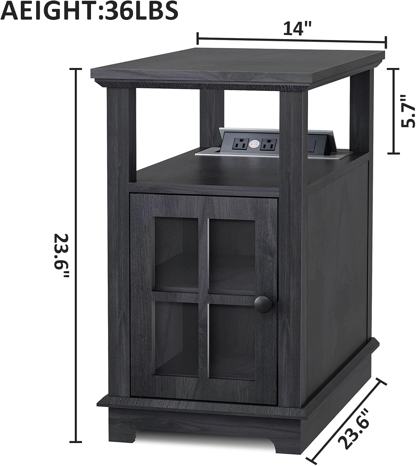FAGAGA End Table, End Tables Living Room, Storage End Tables, Side Table with Charging Station, Charging Nightstand for Bedroom/Living Room/Office