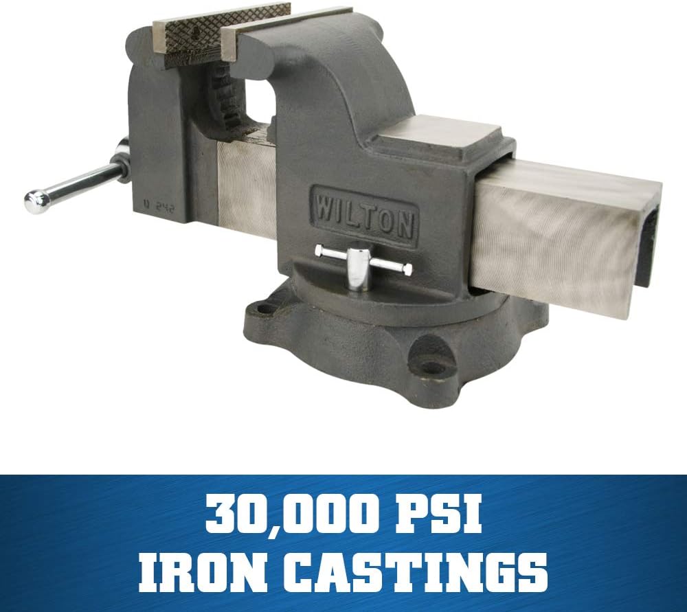 Wilton Shop Bench Vise, 6' Jaw Width, 6' Max Jaw Opening, 3-1/2' Throat (Model WS6), Gray
