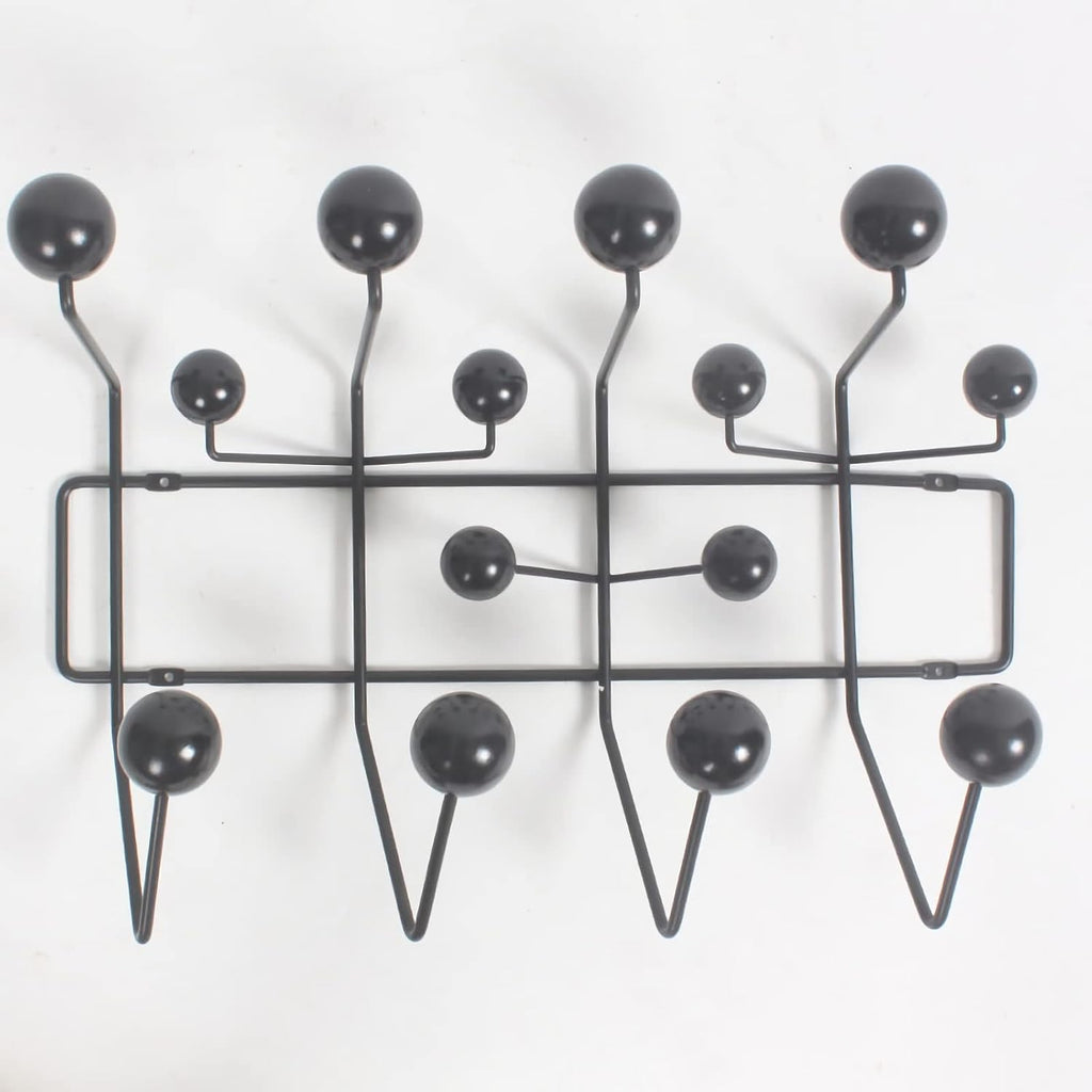 SHISEDECO Classic Hang it All Coat Rack, Mid Century Modern Wall Mounted Hooks with Painted Solid Wooden Balls, Decorative Creative Fashion Wood Hanger for Home, Bedroom (Black)