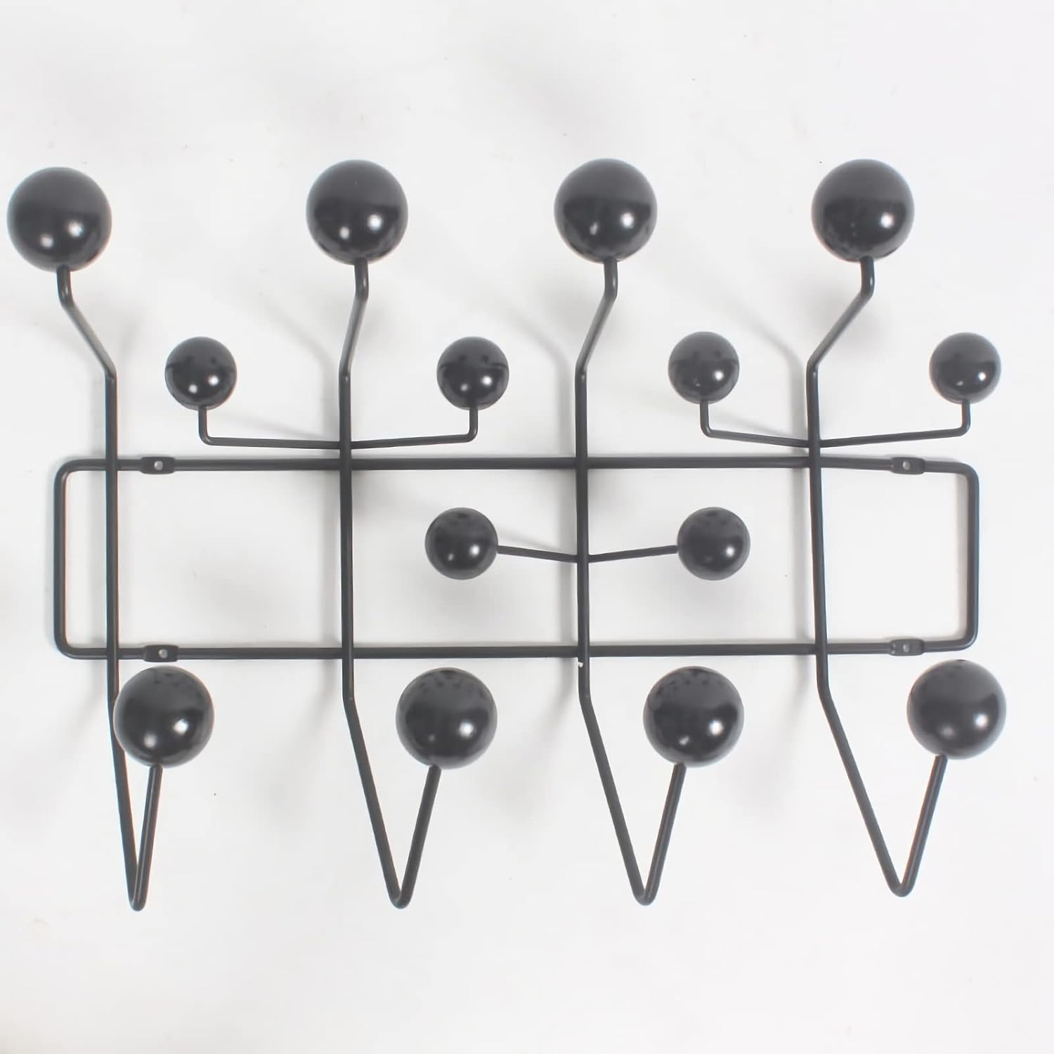 SHISEDECO Classic Hang it All Coat Rack, Mid Century Modern Wall Mounted Hooks with Painted Solid Wooden Balls, Decorative Creative Fashion Wood Hanger for Home, Bedroom (Black)
