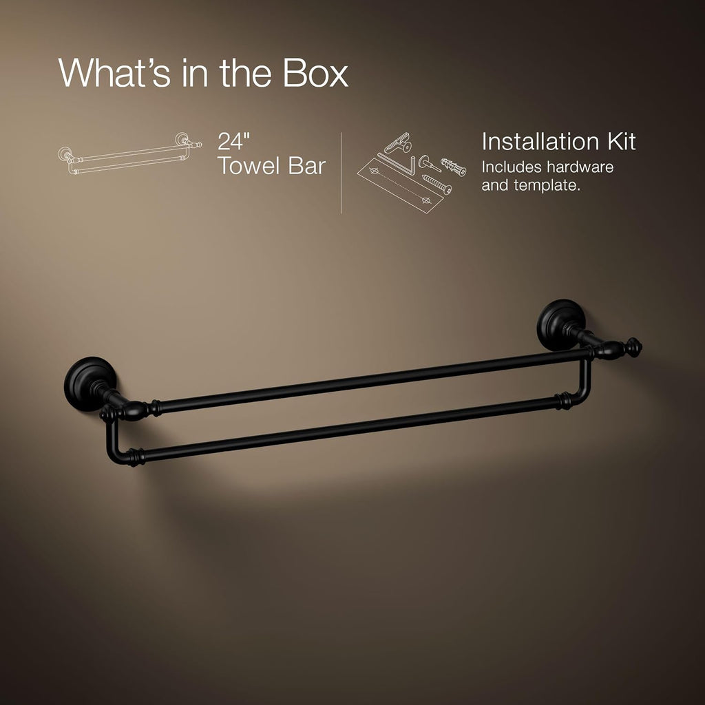 Kohler 72570-BL Artifacts® 24' Double Towel bar, Matte Black