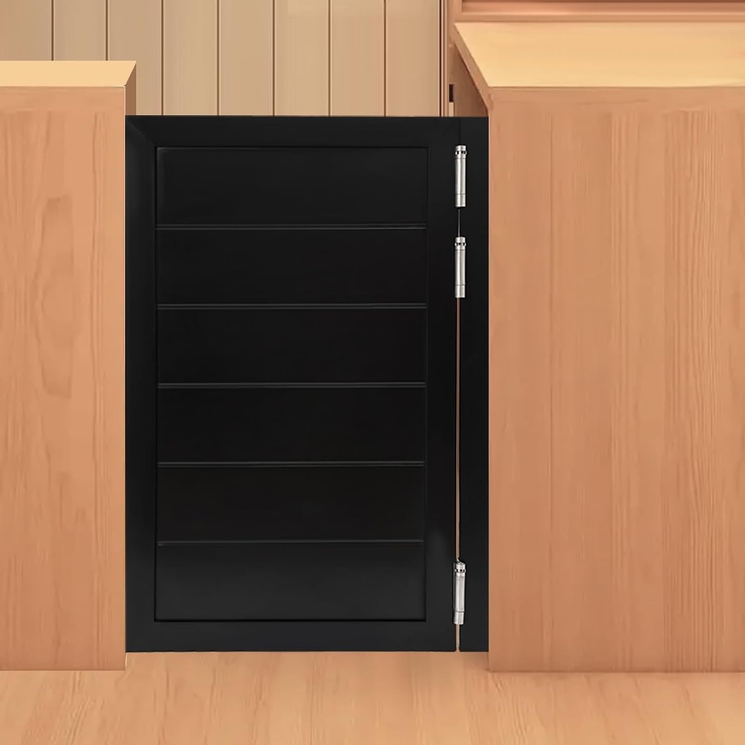 Cafe Swinging Doors,Wood Interior Saloon Half Partition Swing Door with 3 Hinges for House Kitchen Shop Entrance Pub Porch(23.6x35.4in-Black)