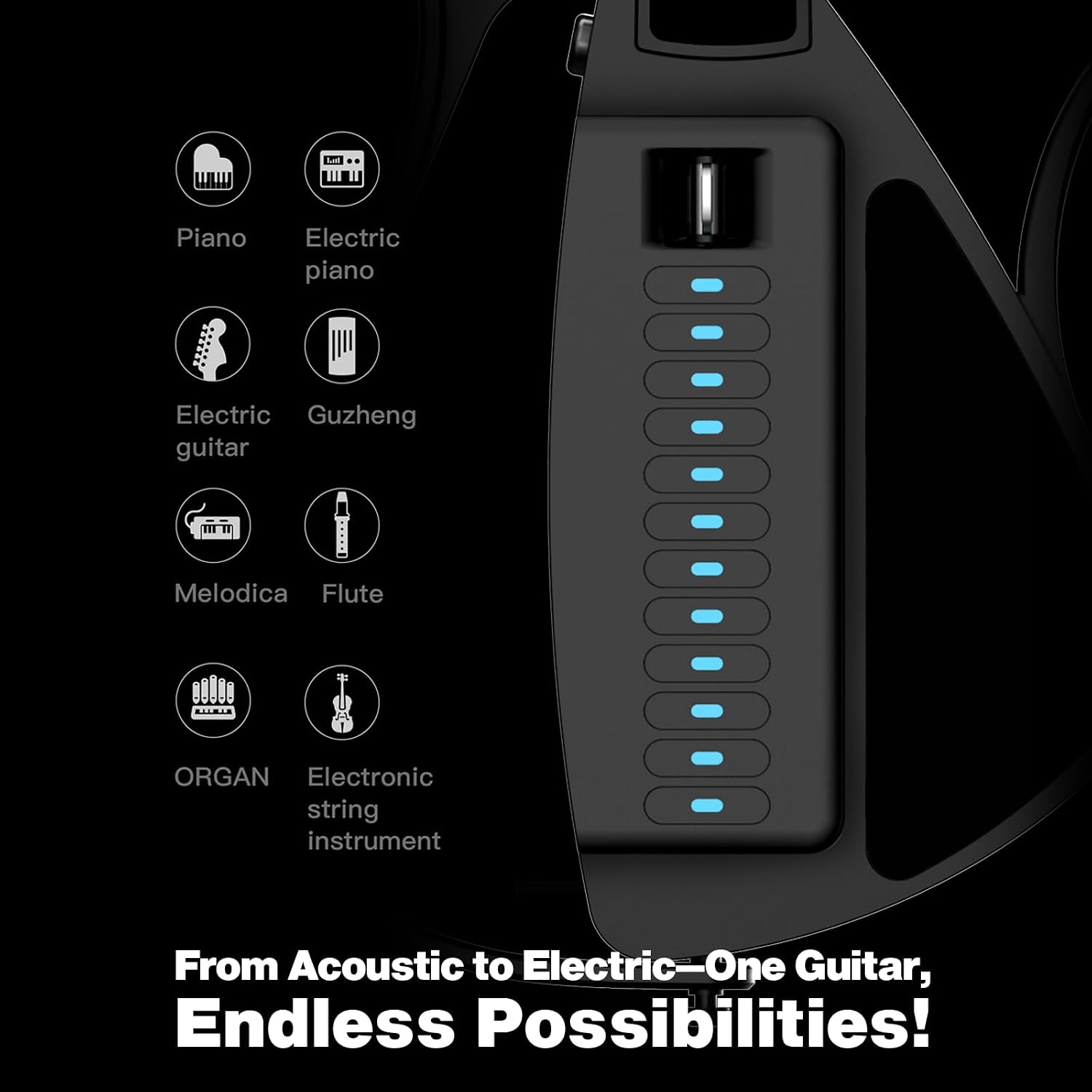 Enya CYBER-G Stringless Smart Guitar,Portable Foldable Travel Guitar with App-Controlled Chords,Hundreds of Instrument Sounds, Built-In Speaker & Drum Machine,Quick-Learn for Adults/Beginners