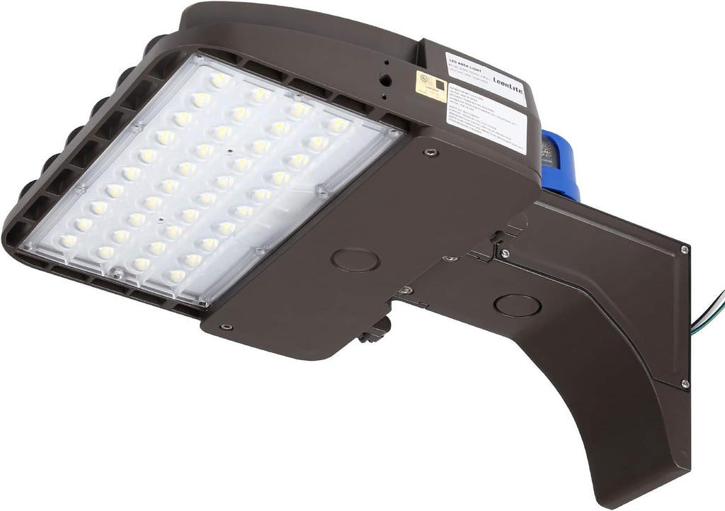 LEONLITE 105W LED Shoebox Area Pole Light, Parking Lot Outdoor Street Lamp, 300W-350W MH/HPS Equivalent, 13,500Lm, 5000K Daylight, Photocell Included, UL-Listed, Wet Location Applicable