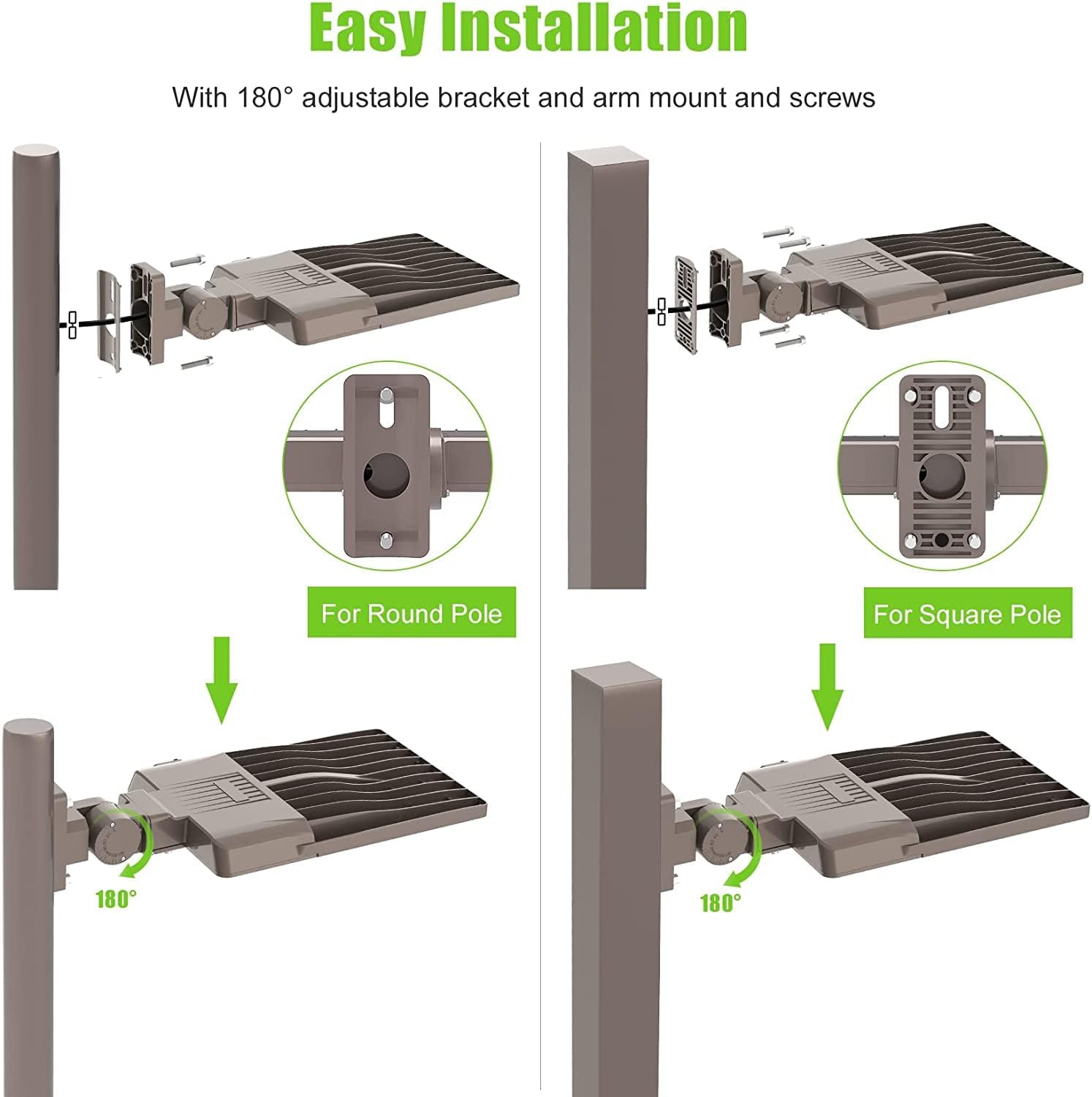 4 Pack UL Listed 320W LED Parking Lot Light with Photocell 48000LM LED Shoebox Pole Flood Lights Arm Mount 5000K IP65 Outdoor Street Court Commercial Lighting AC 100-277V