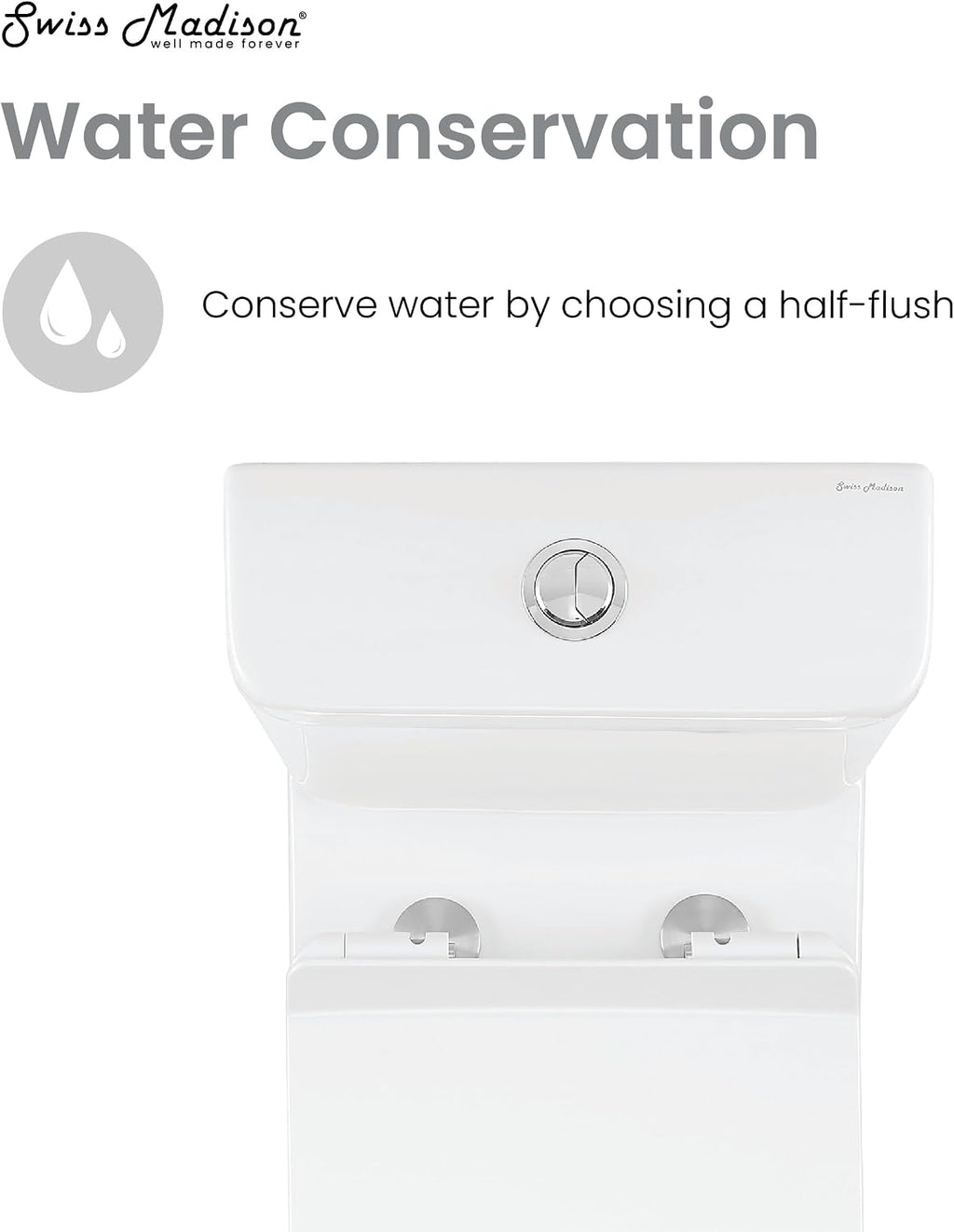 Swiss Madison SM-2T120 Calice Two Piece Elongated Rear Outlet Toilet Dual Flush in White