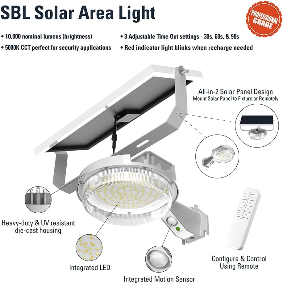 HALO Solar Powered High Brightness 10000 Lumens Motion Activated Outdoor LED Security Area Light