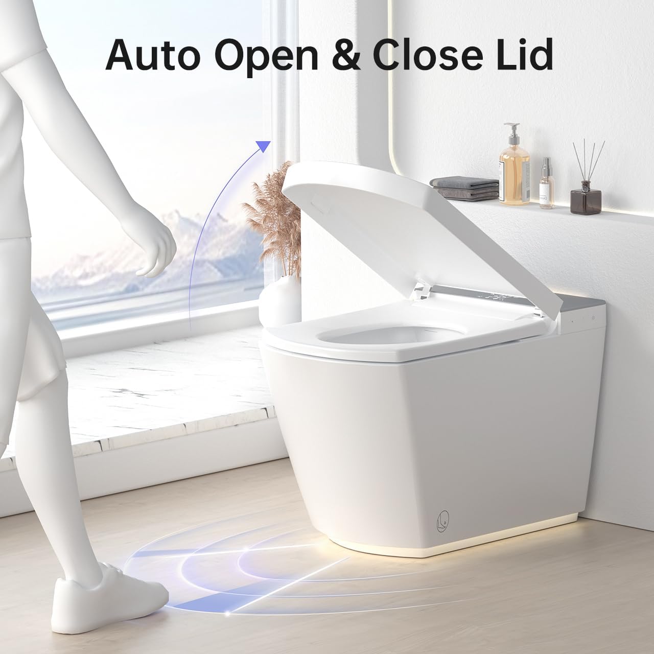Anwick Smart Toilet with Bidet Built-In | Automatic Toilet Foot Sensor Flush | Elongated One Piece Toilet W/Foam Shield & Self-Cleaning | Bidet Toilet W/Heated Seat, Warm Water & Remote Control (2)