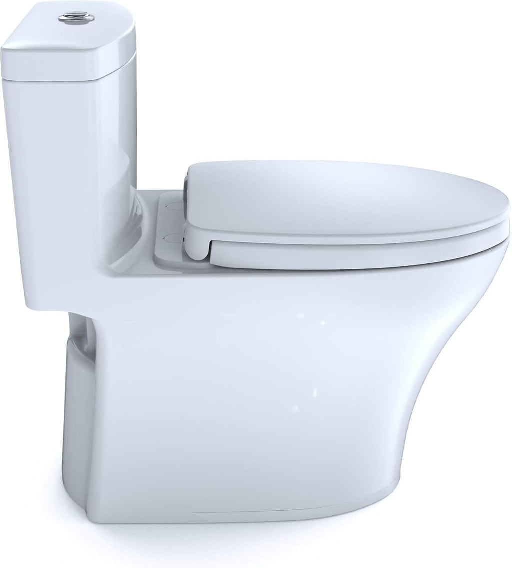 TOTO® Aquia® IV One-Piece Elongated Dual Flush 1.28 and 0.9 GPF Universal Height, WASHLET®+ Ready Toilet with CEFIONTECT®, Cotton White- MS646124CEMFGN#01