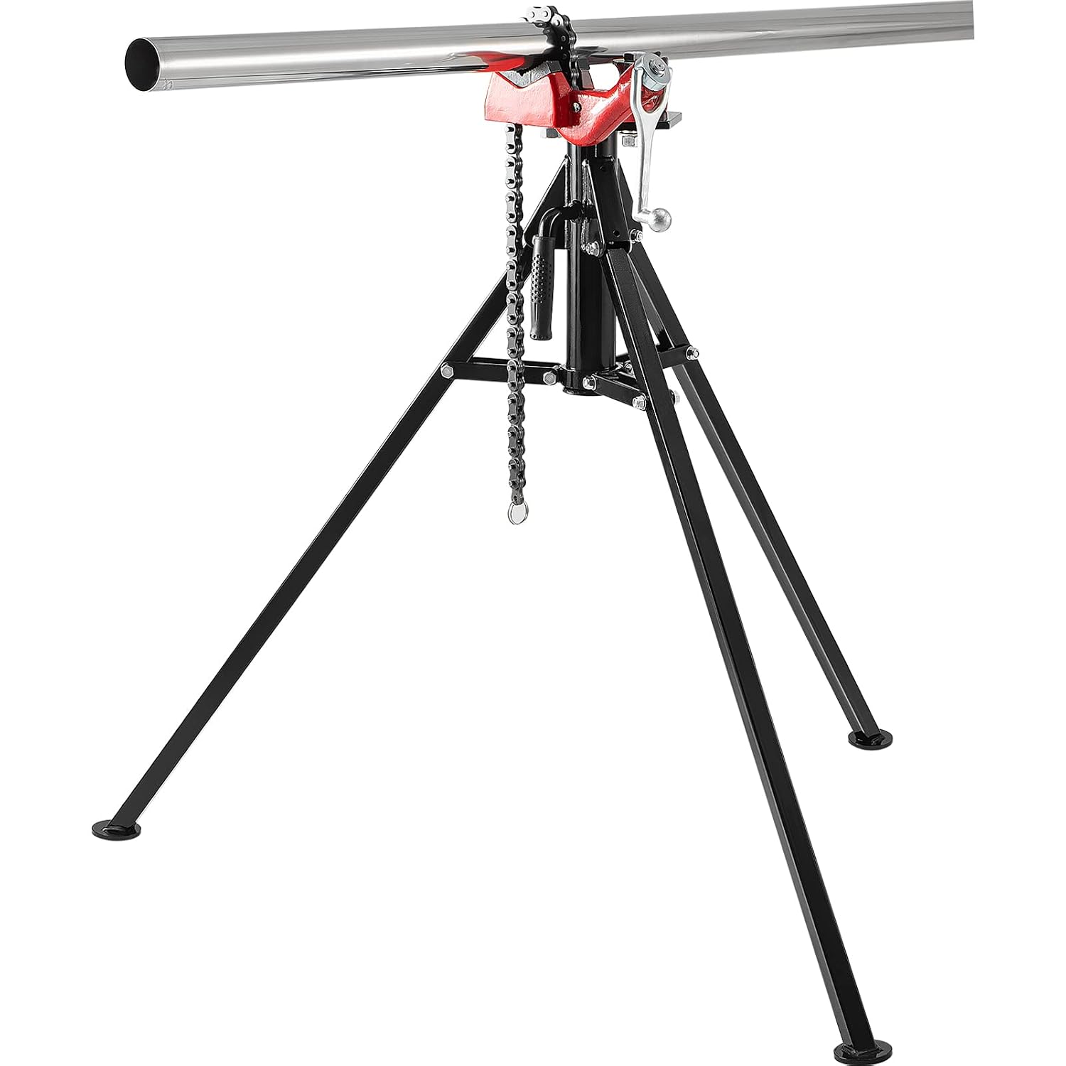 VEVOR Tripod Pipe Chain Vise, 1/8'-5' Pipe Capacity, 36.4' Length Chain Vise Stand with Portable Folding Steel Legs, for Grabbing, Supporting and Bending Pipes in Factory, Workshop and Home