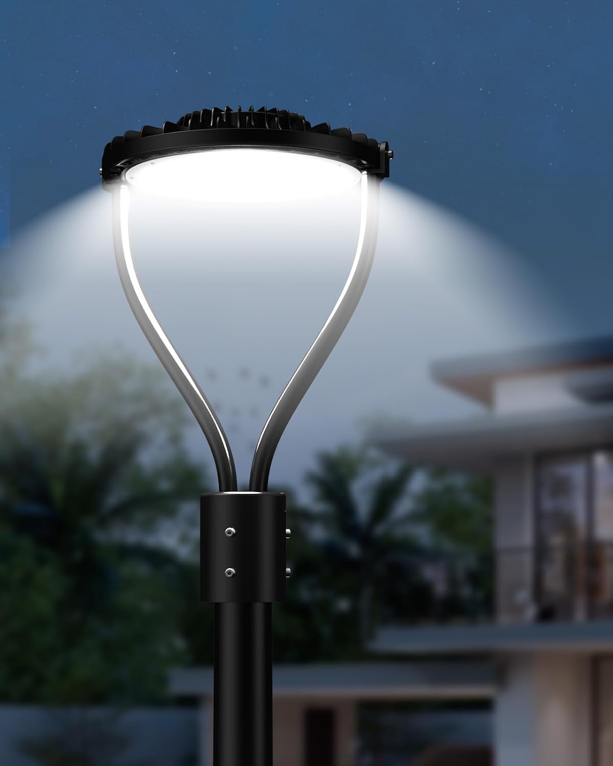 150W LED Post Top Light, LED Circular Area Light 21000Lm 5000K LED Parking Lot Light, Outdoor Pole Lights Fixture for Garden Yard Street Lighting, 2 Pack