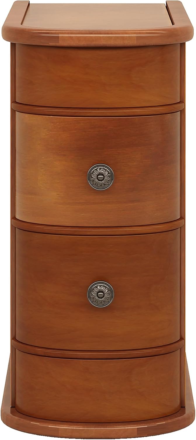 Tribesigns End Table with 2 Drawers, Sofa Side Table with Storage, No Assembly Required, Closed Back, Slim Nightstand Vintage Wood Chairside Bedside Narrow Accent Table for Living Room Bedroom, Brown