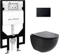 Swiss Madison St. Tropez Wall-Hung Toilet Bundle 0.8/1.6 GPF Dual Flush in Matte Black with Black Flush Plate