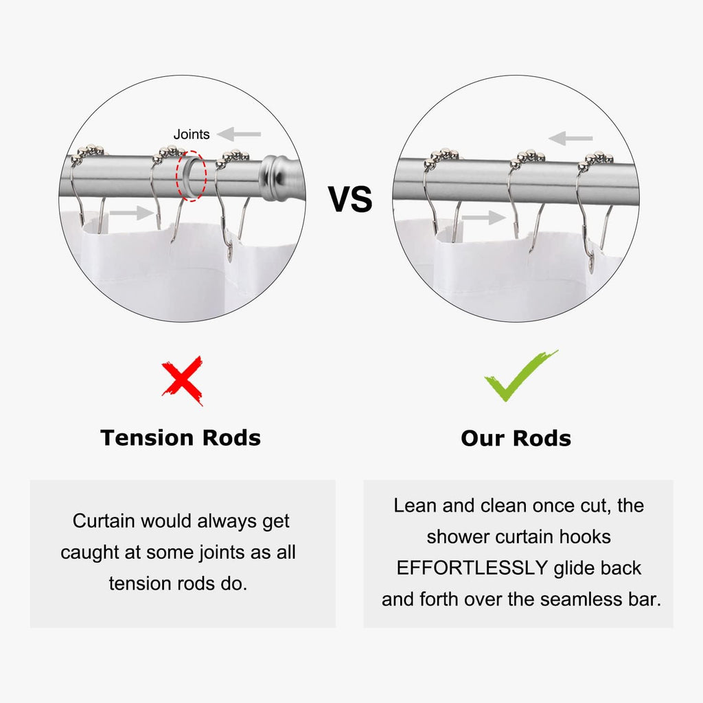 Naiture Dual Diamond Rods Double Neo Angle Shower Curtain Rod, Stainless Steel 18-1/2' X 26' X 18-1/2', Brushed Nickel Finish