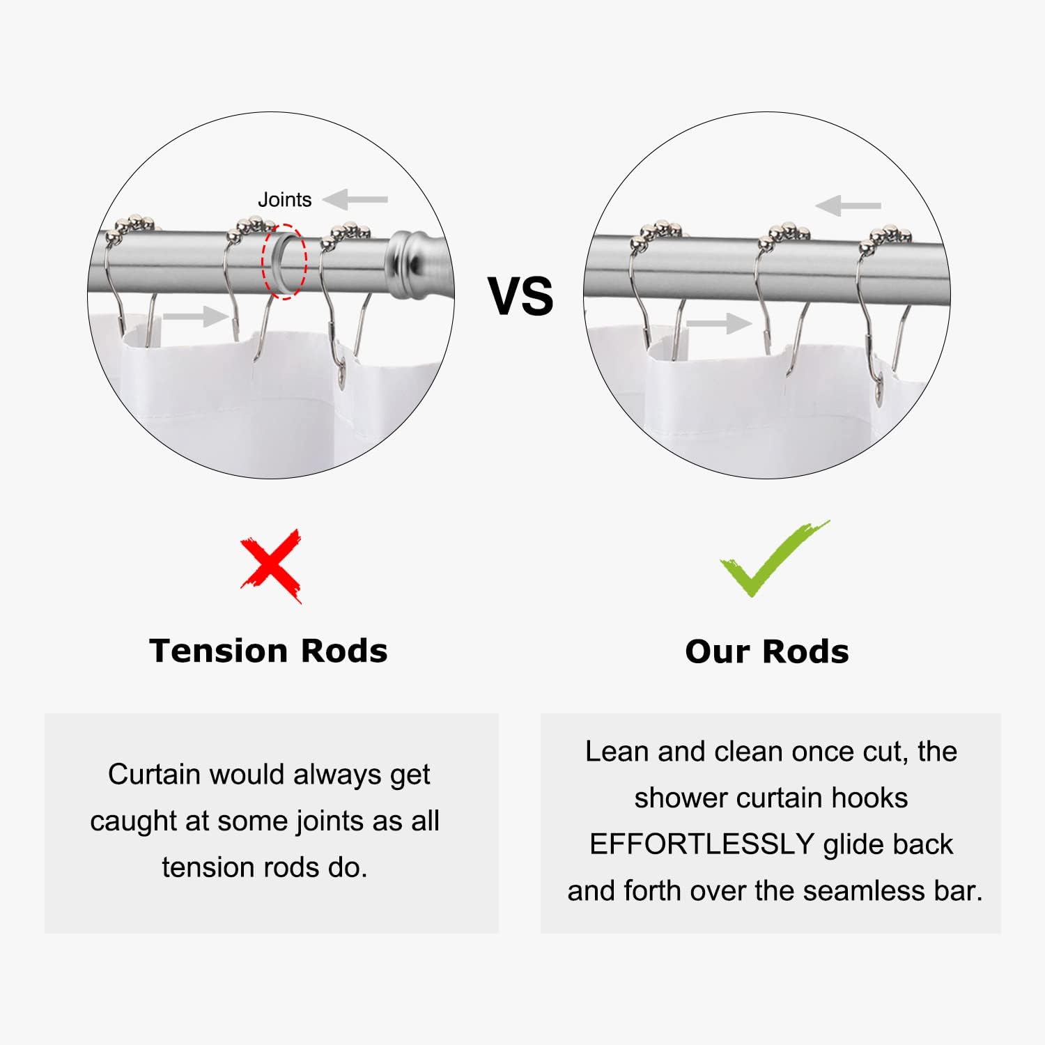 Naiture Dual Diamond Rods Double Neo Angle Shower Curtain Rod, Stainless Steel 18-1/2' X 26' X 18-1/2', Brushed Nickel Finish