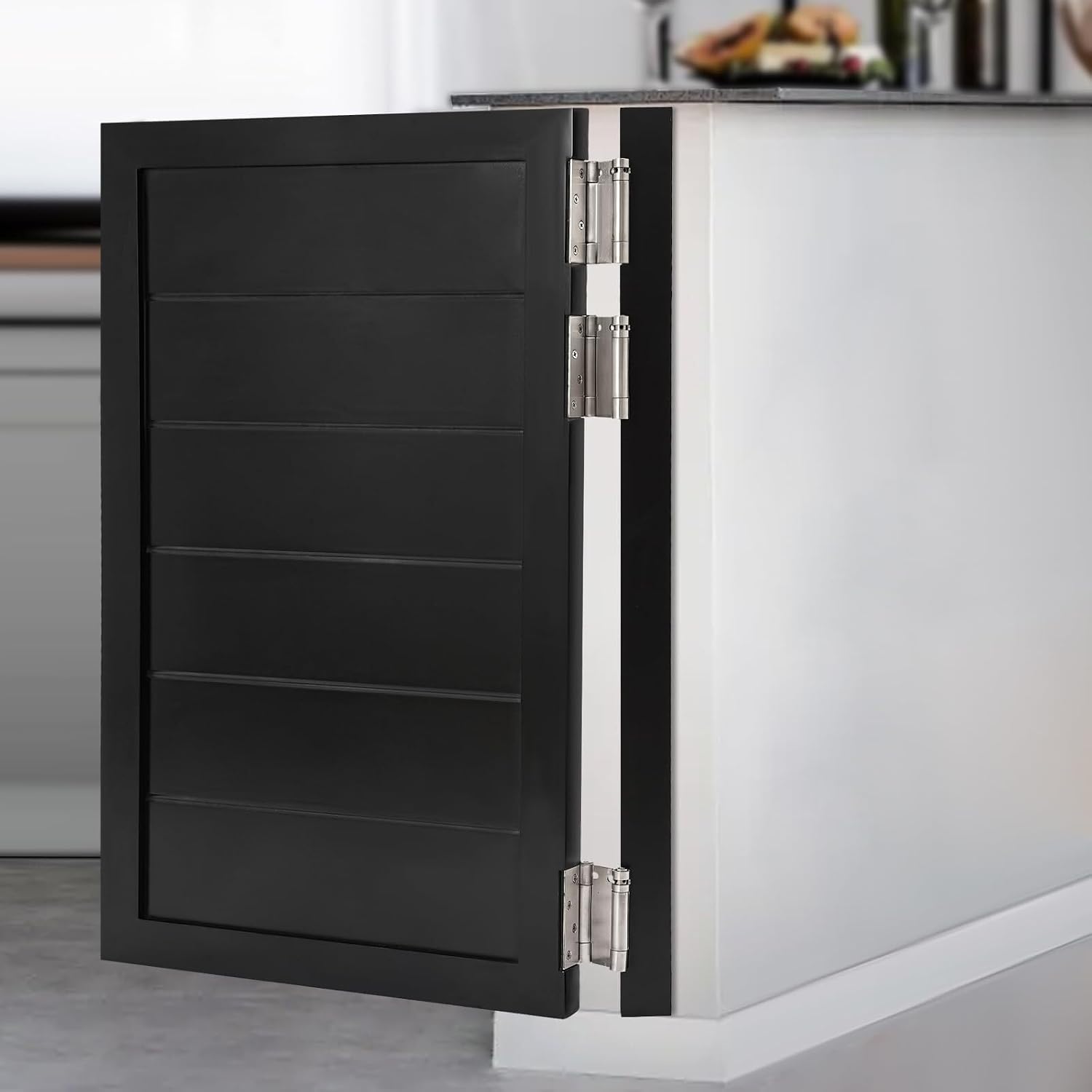 Swinging Doors Cafe Doors with 3 Hinges,Wood Swing Door Interior Saloon Half Partition Door for House Kitchen Shop Entrance Pub Porch(23.6x35.4in-Black)