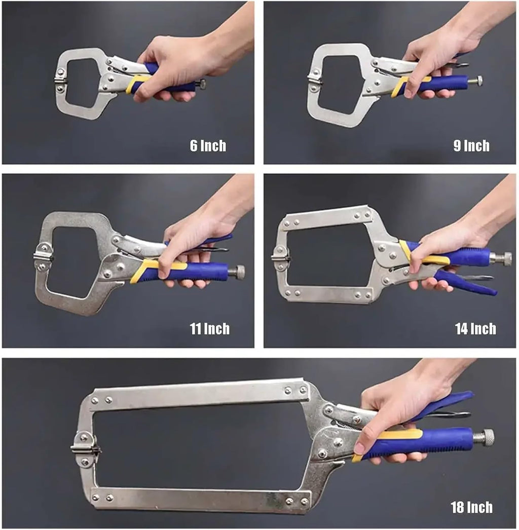 C clamp, 6/9/11/14/18 Inch C Type Multi-Function Steel Clip Vise Grip Locking Plier Pincers Woodworking Clamps(11 Inch)