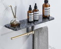 Marble Paper Towel Holder, Towel Rail, Wall Mounted Toilet Paper Holder, Shelf, black-40 Long Shelf with bar