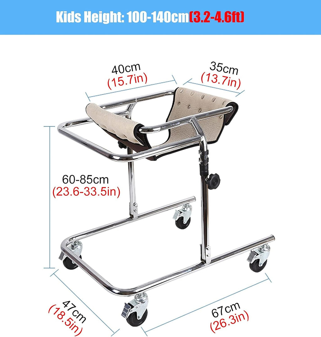 Folding Rollator Rollator Walkers Folding Kids Rolling Walker with Seat & Wheels, Kids with Cerebral Palsy & Disability Walking Aid, Removable Metal Walker for Child/Toddlers (Color : Pink, Size : M)