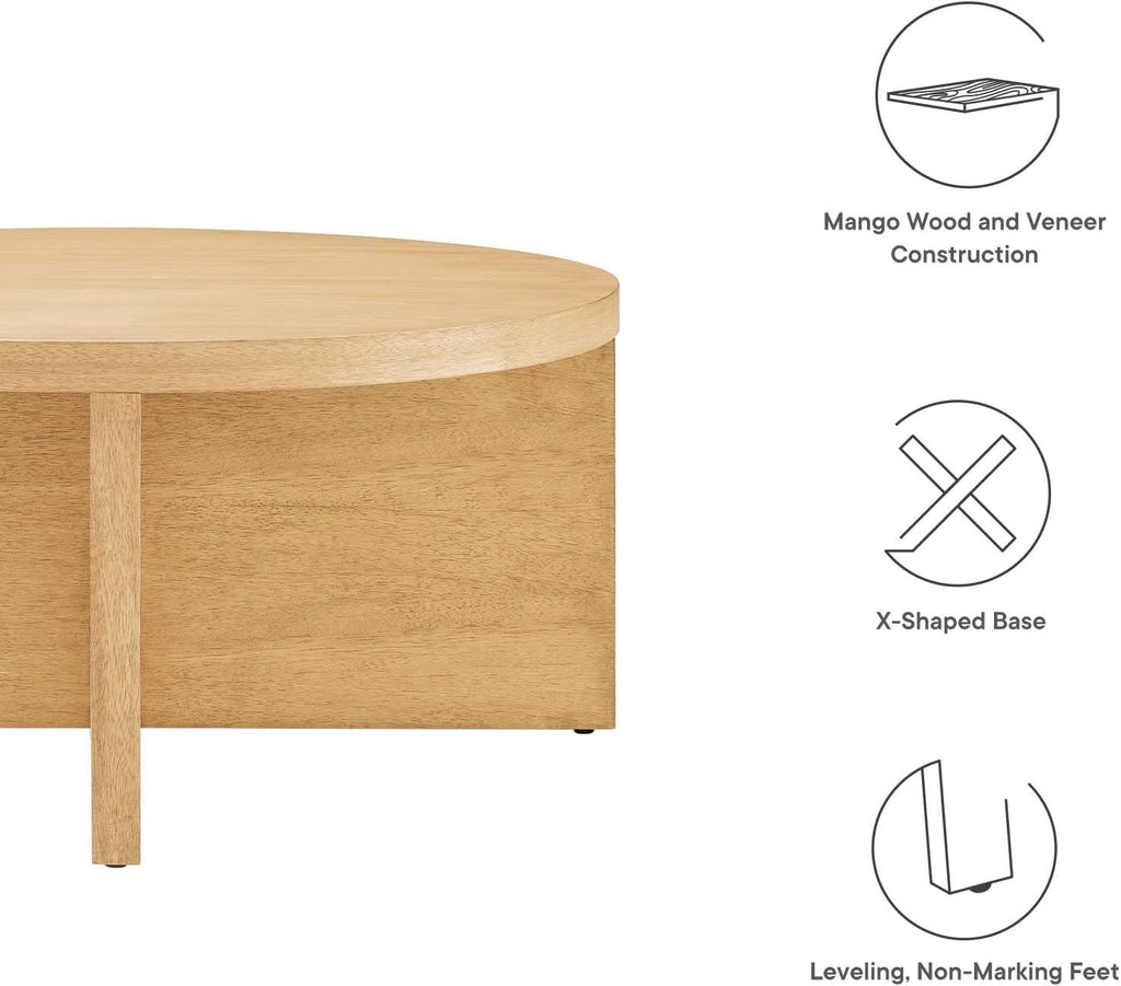 Modway EEI-6580-NAT Silas Round Wood Coffee Table, Natural